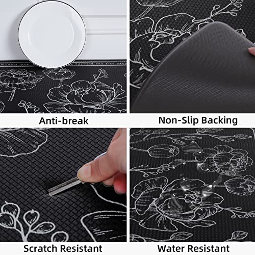 Kitchen Floor Mat Set of 2, Anti Fatigue Kitchen Mat 20"x32"+20"x59" - color: Black, size: 20"x32"+20"x59"