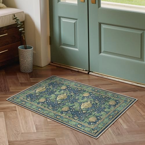 Bavni 2x3 Entryway Area Rug, Washable Vintage Floral Rug, Green Beige - color: Green Beige, size: 2' x 3' (Rectangular)