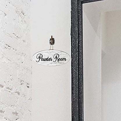 Queekay Powder Room Sign, Wooden Powder Room Decor Hanging Sign - style: Powder Room