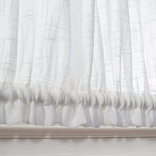 jinchan Linen Textured Door Curtain 40 Inch Farmhouse 1 Panel White - color: Semi-sheer | White, size: 50"W x 40"L (Pack of 1)