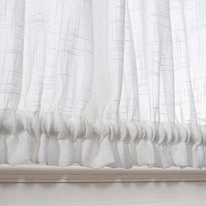 jinchan Linen Textured Door Curtain 40 Inch Farmhouse 1 Panel White - color: Semi-sheer | White, size: 50"W x 40"L (Pack of 1)
