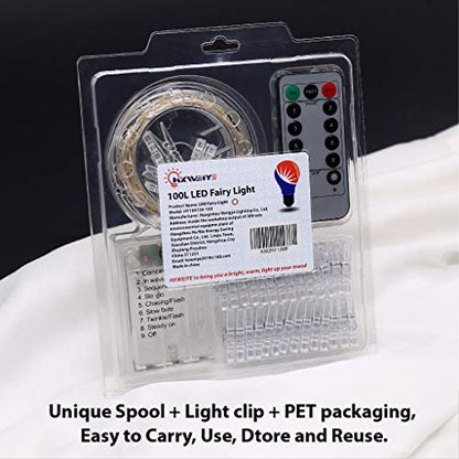 HXWEIYE 100LEDs Photo Clips String Light, 33Ft Battery Powered, 8 Modes - color: Warm White, size: 33 Feet, 100 LEDs, Battery Powered, 8 Modes