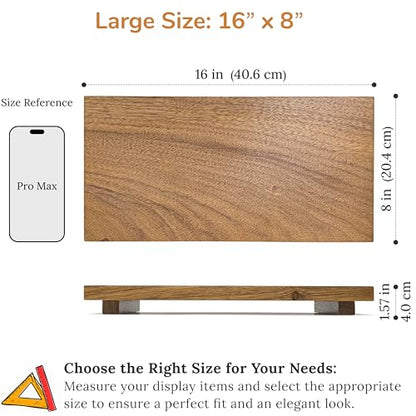 Large 16" Acacia Wood Riser Pedestal Stand for Kitchen Counter - size: Large:16"x 8"