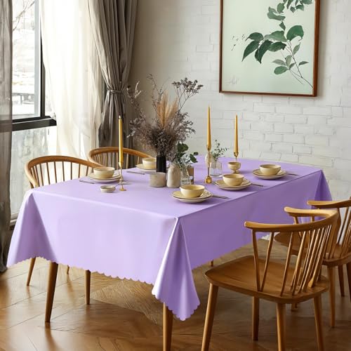 NatNarr 6 Pack Light Purple Tablecloths, Plastic Lavender Table Cloths - color: Light Purple, size: 6 Pack