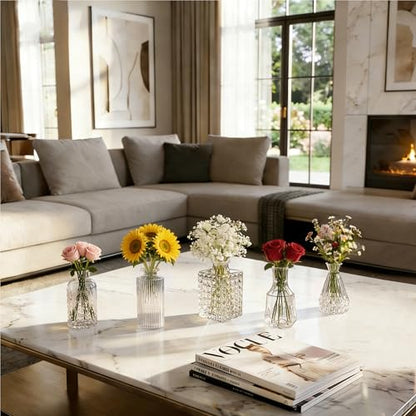 Glass Bud Vases in Bulk Small Mini Clear Vase for Flowers 17pc - color: Transparent