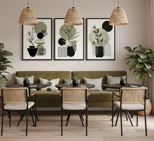 MDHFJEAW 3 Pcs Sage Green Boho Floral Wall Art Unframed Poster 12x16 In - color: Poster, size: 16''L x 12''W