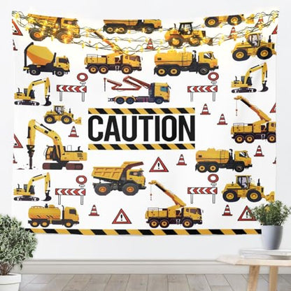 Feelyou Boys Construction Truck Wall Hanging 59"x59" for Children Toddler - color: Multi 912, size: 59"L x 59"W