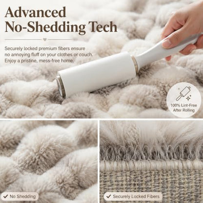 Faux Fur Throw Blanket for Couch, 50"x60" Double-Sided Soft Bubble Blanket - color: Gray Brown, size: Throw 50"x60"
