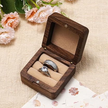 KWOOD We Do-Custom Wooden Wedding Ring Box, Personalized Metal Name Wooden Ring Box, Wedding Ceremony Ring Holder, Anniversary Birthday Gift Idea - style: T-We Do 01