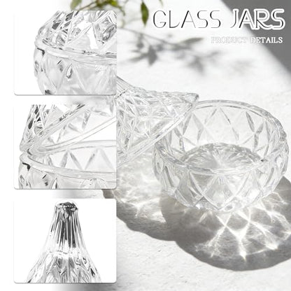 Glass Jewelry Box, Crystal Candy Dish with Lid, Ring Box, Small Trinket Dish, Jewelry Organizer Dish with Lid, Decorative Jewelry Bowls for Home Decor, Christmas Birthday Gifts for Women (Classic) - style: Classic