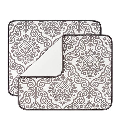Dish Drying Mat for Kitchen Counter,Machine Washable Matt(Floral Vine) - color: Floral Vine 2P 19*15