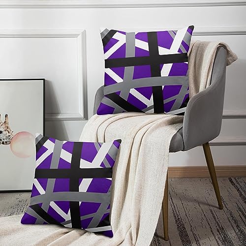 Emvency Throw Pillow Covers Set of 2, 18 x 18 Inch, Striped Retro Purple - color: Purple, size: 18" x 18" (Pack of 2)