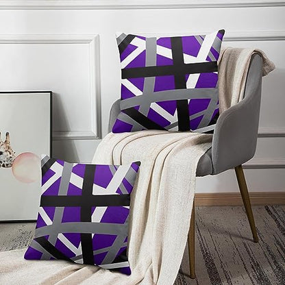 Emvency Throw Pillow Covers Set of 2, 18 x 18 Inch, Striped Retro Purple - color: Purple, size: 18" x 18" (Pack of 2)