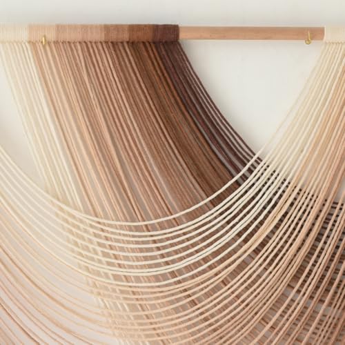 Macrame Wall Hanging Dip Dyed Large Boho Brown Fiber Wall Art 57"W*39"L - color: Ivory Brown