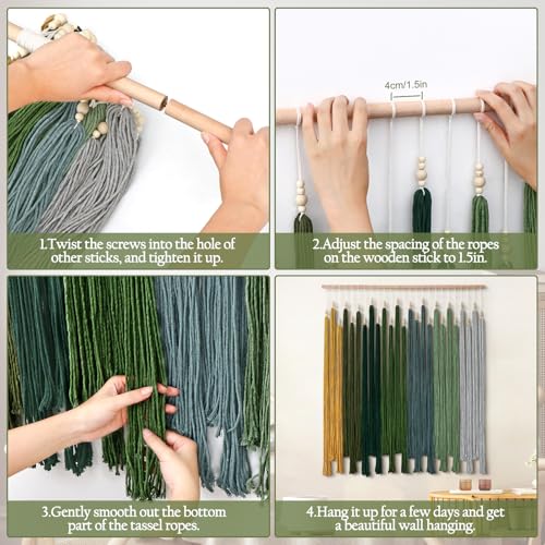 Macrame Wall Hanging Large Boho Home Decor Aesthetic Modern Chic Wall Art - color: Green