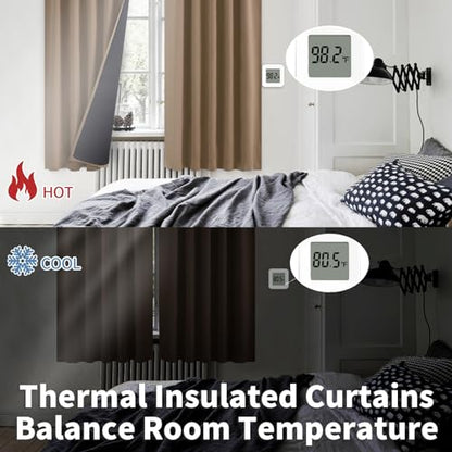 BGment Taupe 100% Blackout Curtains 84 Inch Length 2 Panels Set with Liner - color: Taupe, size: 38"W x 84"L (Pack of 2)