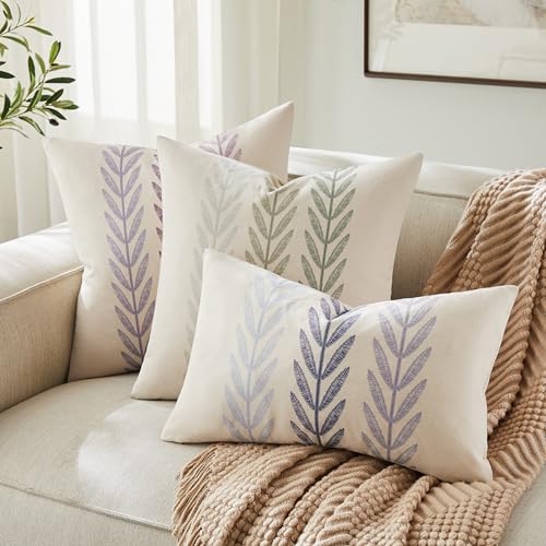 Farmhouse Leaves Throw Pillow Covers Set of 2, 16x16in Mixed Blue - color: Mixed Blue, size: 16" x 16" (Pack of 2)