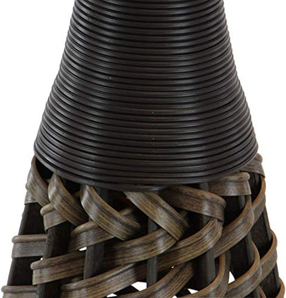 Deco 79 Faux Seagrass Decorative Vase Tall Woven Floor Centerpiece Vase with Dark Brown Wrapped Neck, Vase for Home Decoration 12" x 12" x 48", Brown