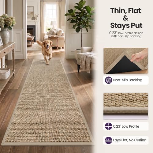 DEXI Ultra Thin Hallway Runner Rug 28x144, Non Slip Entryway Rugs,Beige - color: Beige, size: 28" X 144" (Runner)