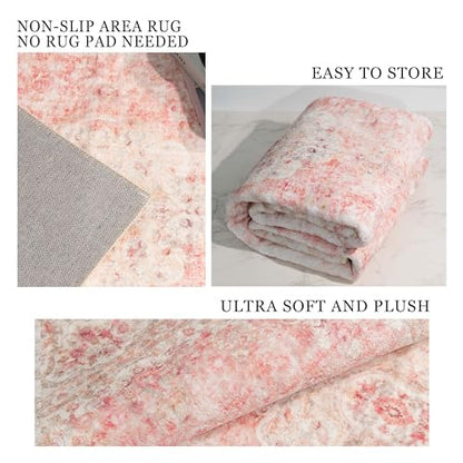 Pink Rug 3x5,Washable Area Rugs for Bedroom Living Room - color: Pink, size: 3'x5'