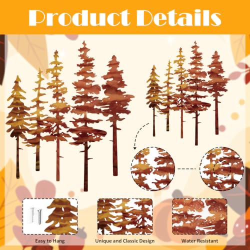 ESTART Metal Autumn Pine Tree Wall Art, Metal Tree Wall Decor - color: Brown