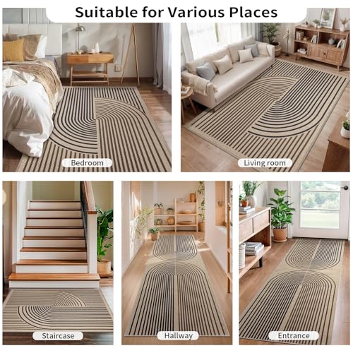 Tangsoo Modern Easy Jute 2.6x10 Washable Non-Slip Runner Rug for Hallways - color: Black, size: 2.6x10ft