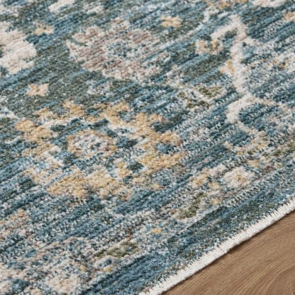 Hauteloom Yavah Hallway, Kitchen Runner Rug - Traditional - Medium Brown, Teal, Teal Blue - 2'6" x 7'3" - color: Medium Brown, Teal, Teal Blue / Denisa, size: 2'6" x 7'3" (Runner)