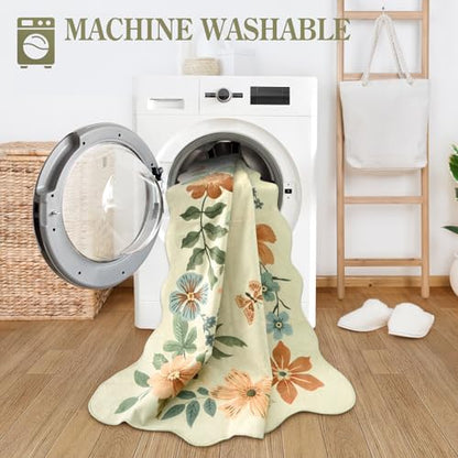 Lahome Floral Small Rug, 2X3 Kitchen Rugs Non Slip Washable Rug Ultra-Thin - color: Beige, size: 2' x 3'(Rectangular)