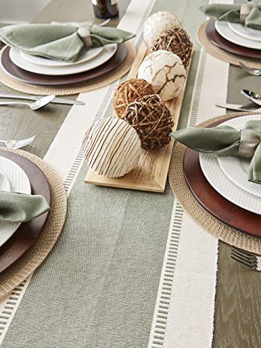 DII Dobby Stripe Table Runner, 13x108 Artichoke & Cream Background - color: Artichoke Green, size: 13x108"