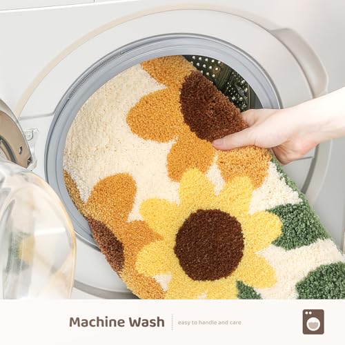 Molesun Sunflowers Bath Mat 16x24, Soft Absorbent Microfiber Bath Rugs - color: Sunflowers, size: 16" x 24"