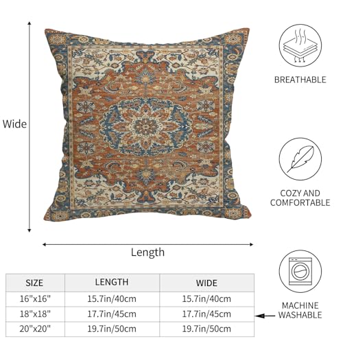 Boho Throw Pillow Covers 18x18 Set of 2 Orange Blue Ethnic Pillows - color: Orange Blue 2, size: 18" x 18" (Pack of 2)