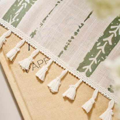 Green Boho Curtains for Living Room with Tassel 63 Inch 2 Panels - color: T-green, size: 52"W x 63"L (Pack of 2)
