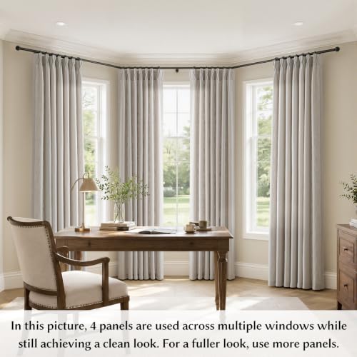 Semi Sheer Pinch Pleated Linen Curtains for Living Room 102 Inches, Greige - color: Greige, size: 40"W x 102"L (Pack of 2)