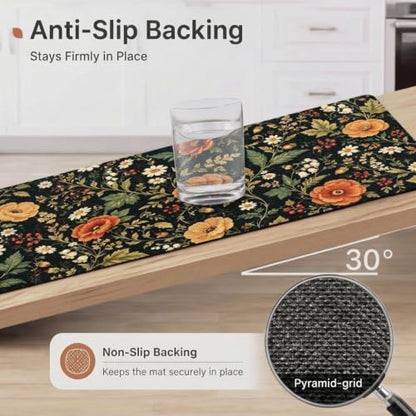 Floral Kitchen Comfort Mat 36x20in Anti-Fatigue Kitchen Mats - color: Monet's Garden