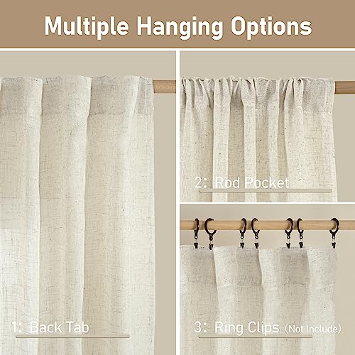 LAMIT Short Kitchen Linen Curtains 24 Inch Length for Small Windows - color: Natural, size: 25"W x 24"L (Pack of 2)