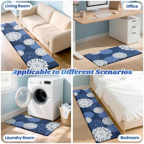 Kitchen Mats 2 Piece Set, Anti Fatigue Non Slip Cushioned Floor Rugs, Blue - size: 17.3"W×70"L+17.3"W×30"L-0.4"Th
