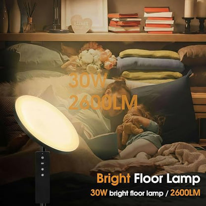 LED Torchiere Floor Lamp with Remote Control, Standing Lamp for Living Room - color: Matte Black
