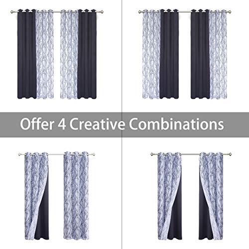 BONZER 침실 거실용 패널 4개 세트 믹스 앤 매치 커튼 - color: 그레이 다크, size: 37"W x 84"L (Pack of 4)