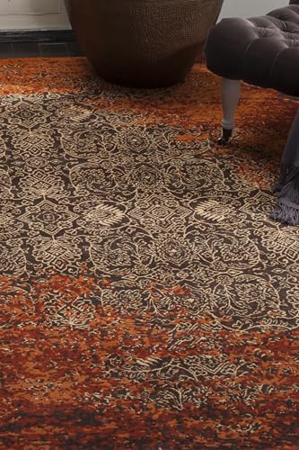 SAFAVIEH Classic Vintage Collection Area Rug - 6' x 9', Rust & Brown, Distressed Design, Non-Shedding & Easy Care, Ideal for High Traffic Areas in Living Room, Bedroom (CLV224A) - color: Rust/Brown, size: 6' x 9' (Rectangular)