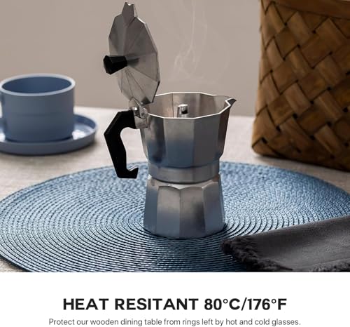 Baroyal Round Placemats Set of 8 Plastic Woven Placemats Washable Wipeable Table Mats for Dining Table Heat Resistant Non-Slip Circle Place Mats (Royal Blue) - color: Royal Blue