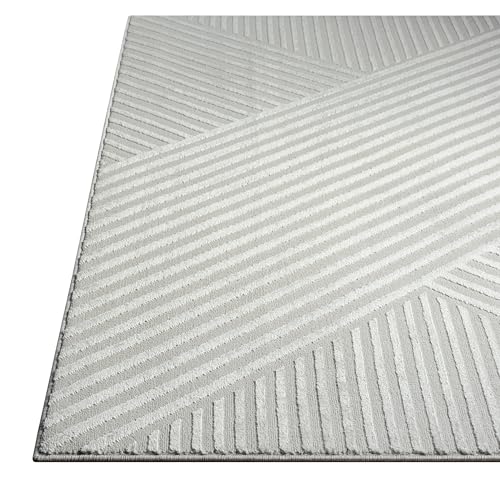 Abani Neutral Grey Area Rug 2' x 3' for Living Room, Bedroom - Criss Cross Line Zen Reiki Pattern - Durable & Easy to Clean - color: Grey, size: 2' x 3' (Rectangular)