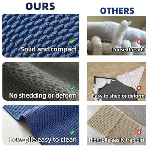 TYUU Bathroom Rugs Non Slip Washable, Super Absorbent Thin Bath Mat Small Quick Dry Low Pile Bathroom Rug, Navy Blue 20"x30" - color: Navy Blue, size: 1'8" X 2'6" (Rectangular)