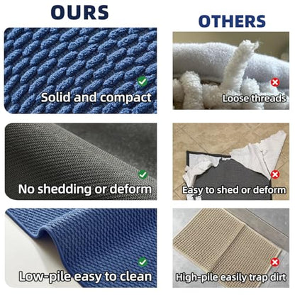 TYUU Bathroom Rugs Non Slip Washable, Super Absorbent Thin Bath Mat Small Quick Dry Low Pile Bathroom Rug, Navy Blue 20"x30" - color: Navy Blue, size: 1'8" X 2'6" (Rectangular)