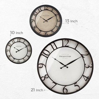Presentime 10" Farmhouse Series Wall Clock - color: Oil Rubbed Bronze / Antique White, size: 10 inch