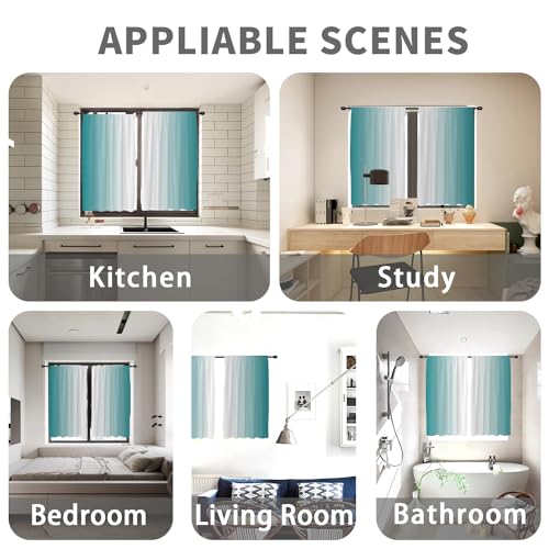 Teal Turquoise Curtains Grey Gray Ombre Gradient Aqua Modern Abstract Cool Simple Art Design 42W x 63L Inches Rod Pocket for Bedroom Living Dining Room Window Drapes Treatment Fabric 2 Panels - color: Green, size: 42"W x 63"L (Pack of 2)