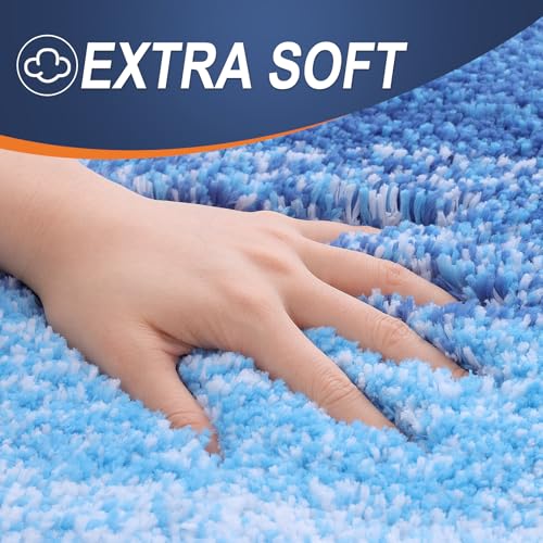 OLANLY Small Bathroom Rugs 24x16, Extra Soft Absorbent Microfiber Bath Rugs - color: Light Royal Blue, size: 24" X 16"