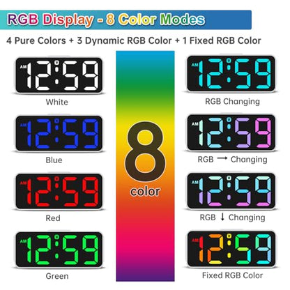 Peakeep Small Cute Digital Alarm Clock Plug in for Kids Bedroom Bedside - color: White With Colorful (Plug-in, Ultra-compact)