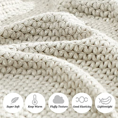Blagic Wheat Textured Knit Throw Blanket for Couch,Grey and White,50"x60" - color: F-grey & White, size: 50 × 60 in