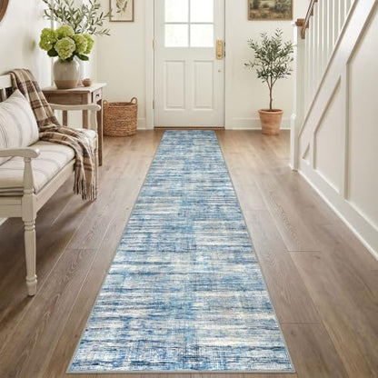 KOZYFLY Modern Runners for Hallways 2x12 Washable Runner Rug Blue Beige - color: Blue Beige, size: 2' x 12' (Runner)