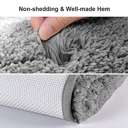 VANZAVANZU Bathroom Rug Set - 2 Piece Non Slip Extra Soft Absorbent Bath Mats, Microfiber Shaggy Thick, Machine Washable (16"x24" Plus 16"x24", Dark Gray) - color: Dark Gray, size: 16"x24" Plus 16"x24"